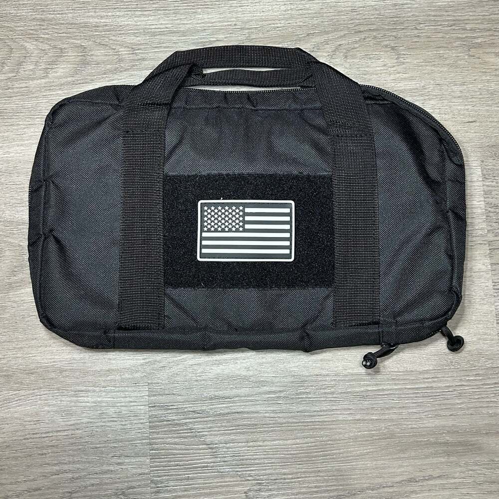 Tactical Padded Handgun Pistol Case with USA Flag Morale Patch